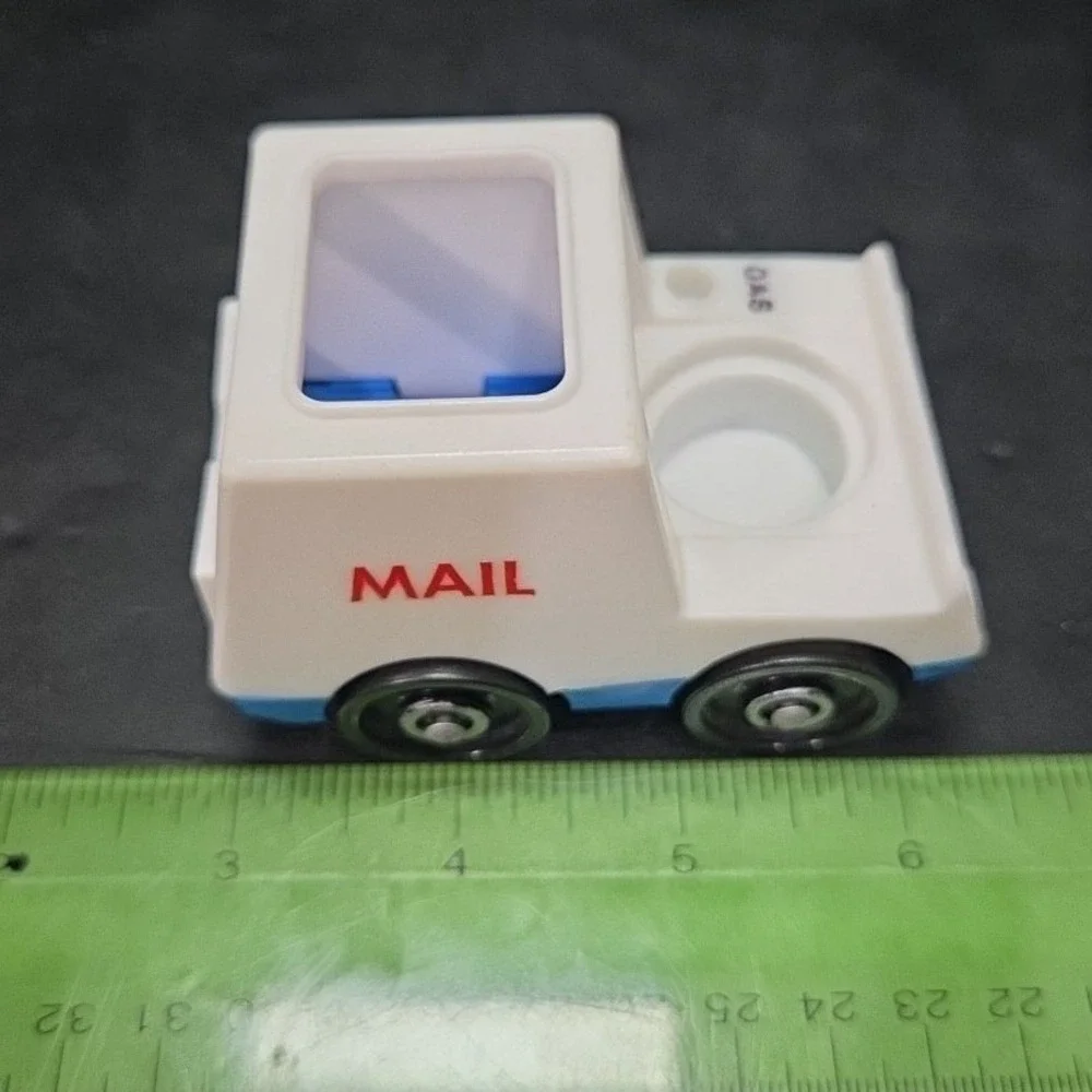 Fisher Price Little People Mail Trucks, Set of 2, Vintage White Blue Plastic Toy